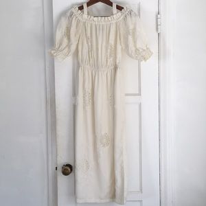 Topshop cold shoulder embroidered midi dress